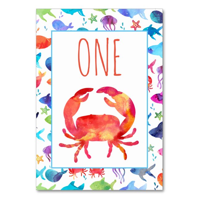 Tarjeta De Mesa Bajo el mar Arcoiris Fish Birthday Baby Shower (Reverso)