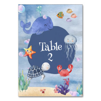 Tarjeta De Mesa Bajo el mar ballena azul estrella de mar tortuga m