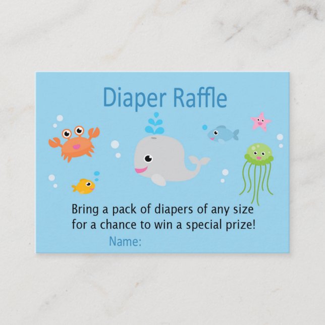 Tarjeta De Mesa Bajo el mar Diaper Raffle Tickets (Anverso)