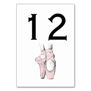 Tarjeta De Mesa Ballerina pies en Pointe #1 Lt Pink