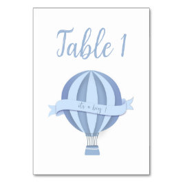 Tarjeta De Mesa Balón azul de aire caliente niño Baby Shower númer