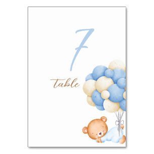 Tarjeta De Mesa Balones de color de agua de oseo Teddy Tabla 7 Tar