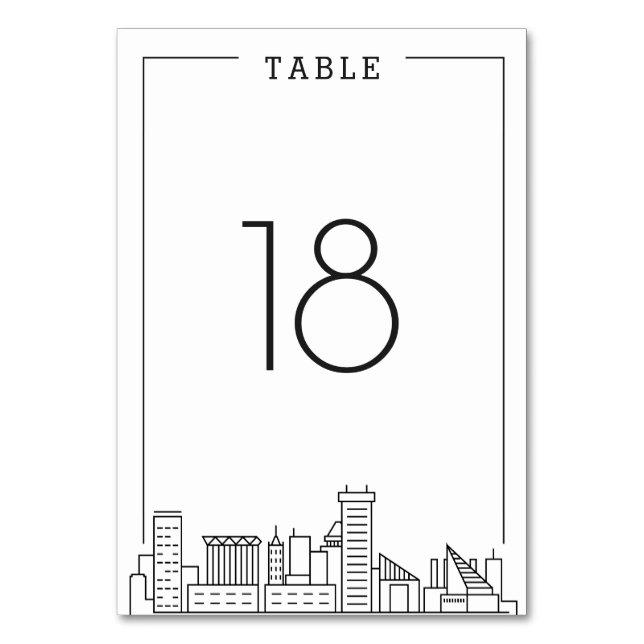 Tarjeta De Mesa Baltimore Boda | Número de tabla (Anverso)