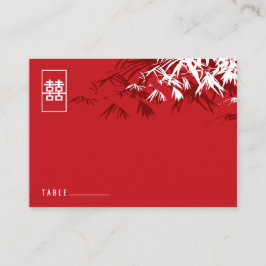 Tarjeta De Mesa Bambú blanco rojo deja Boda chino Xi doble