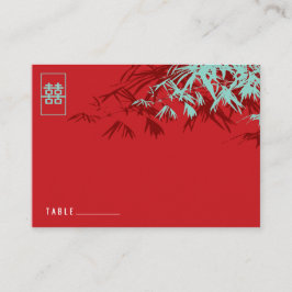 Tarjeta De Mesa Bambú rojo deja doble felicidad a Boda chino