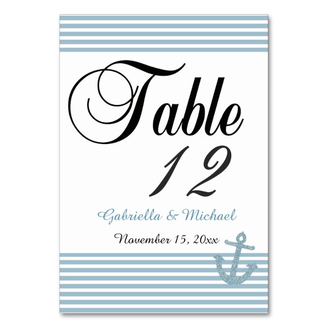 Tarjeta De Mesa Bandas de anclaje de Purpurina azul (Anverso)