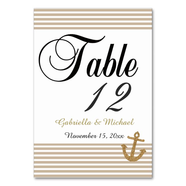 Tarjeta De Mesa Bandas de anclaje de Purpurina dorado (Anverso)