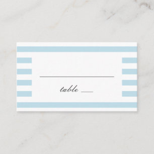 Tarjeta De Mesa Bandas náuticas azules. Boda moderno a rayas