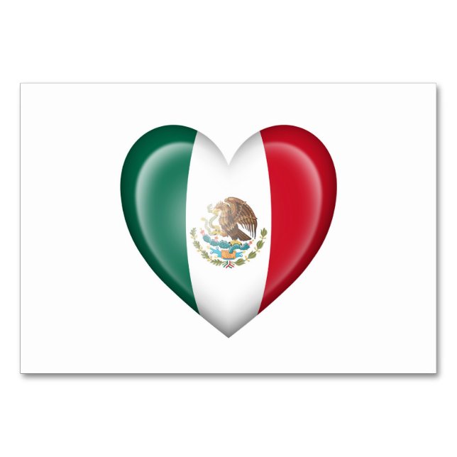 Tarjeta De Mesa Bandera cardíaca mexicana en blanco (Anverso)