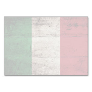 Tarjeta De Mesa Bandera de Italia en grano de vieja madera