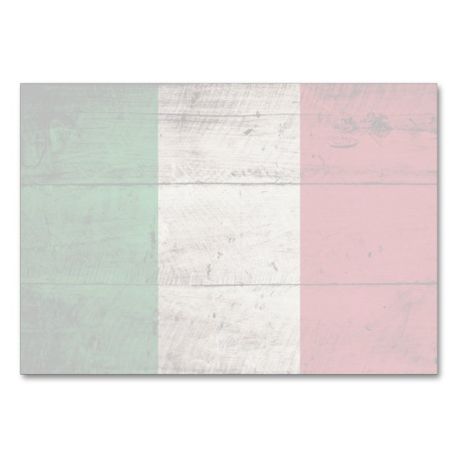 Tarjeta De Mesa Bandera de Italia en grano de vieja madera (Anverso)