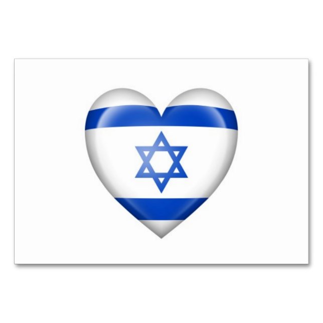 Tarjeta De Mesa Bandera del corazón israelí en blanco (Anverso)