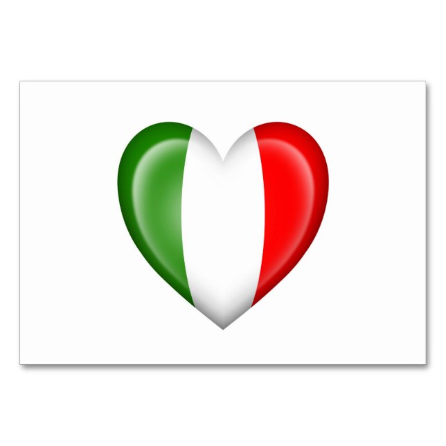 Tarjeta De Mesa Bandera del corazón italiana en blanco (Anverso)