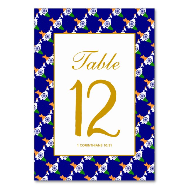 Tarjeta De Mesa Banquete Boda de celebración de INDIA (Anverso)
