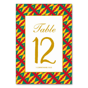 TARJETA DE MESA BANQUETE DE BODAS DE CELEBRACIÓN GRENADA CARRIACOU