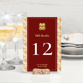 Tarjeta De Mesa Banquete peranakan del boda chino auspicioso