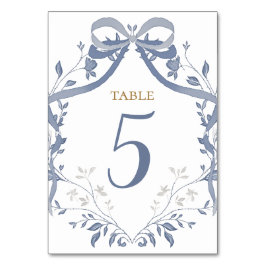 Tarjeta De Mesa Baptism elegant blue bow