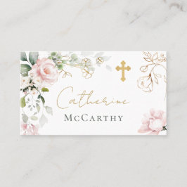 Tarjeta De Mesa Baptismo Roses rosas rosas rosadas Foliage Place C