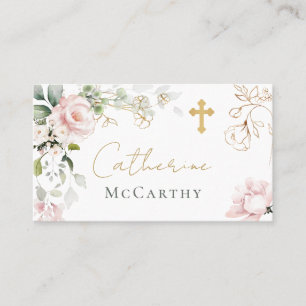 Tarjeta De Mesa Baptismo Roses rosas rosas rosadas Foliage Place C