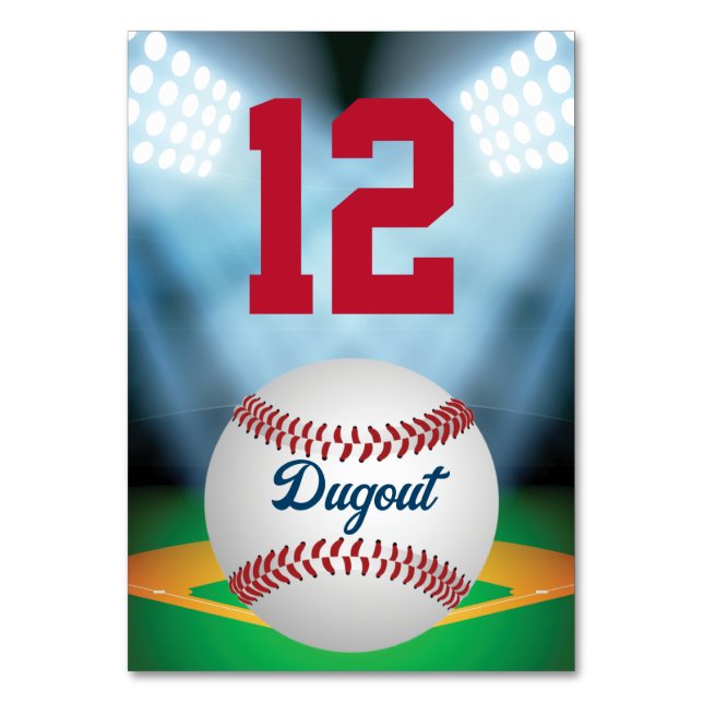 Tarjeta De Mesa Bar Mitzvah del estadio de béisbol (Anverso)