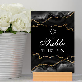 Tarjeta De Mesa Bar Mitzvah Fiesta Black Gold Star of David