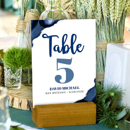 Tarjeta De Mesa Bar Mitzvah negrita escritura moderna de la marina