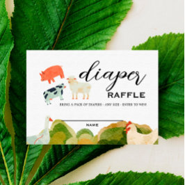 Tarjeta De Mesa Barnyard Animals - Diaper Raffle Insert Card
