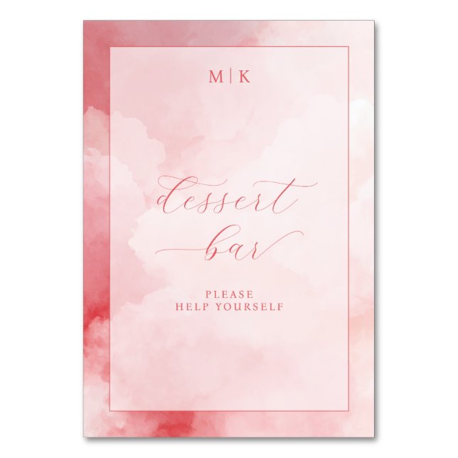 Tarjeta De Mesa Barra de Postres Rosa Caprichosa (Anverso)
