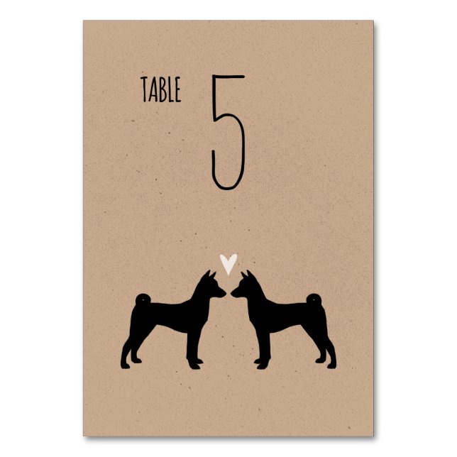 Tarjeta De Mesa Basenji Dog Silhouettes Recepción de bodas (Anverso)