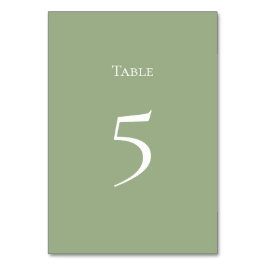 Tarjeta De Mesa Basic and Elegant Sage Green Table number Card