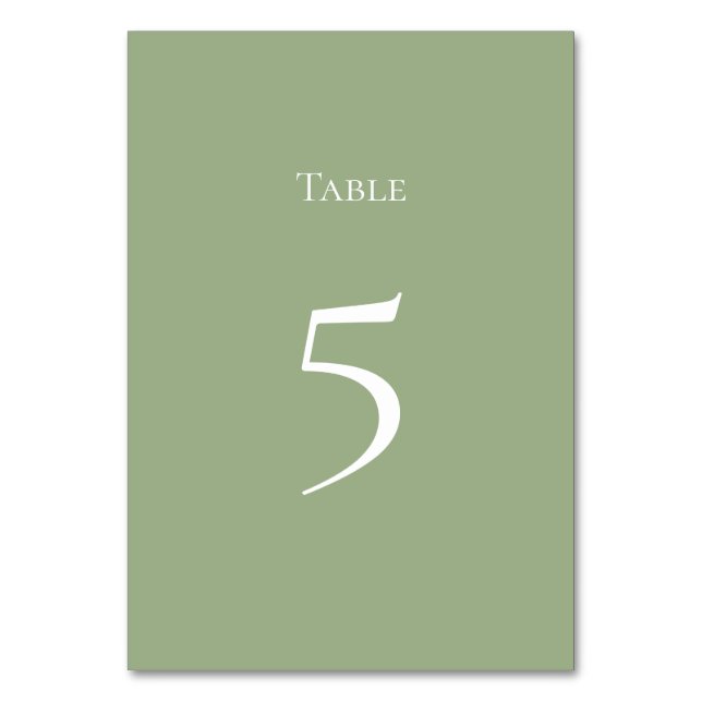 Tarjeta De Mesa Basic and Elegant Sage Green Table number Card (Anverso)