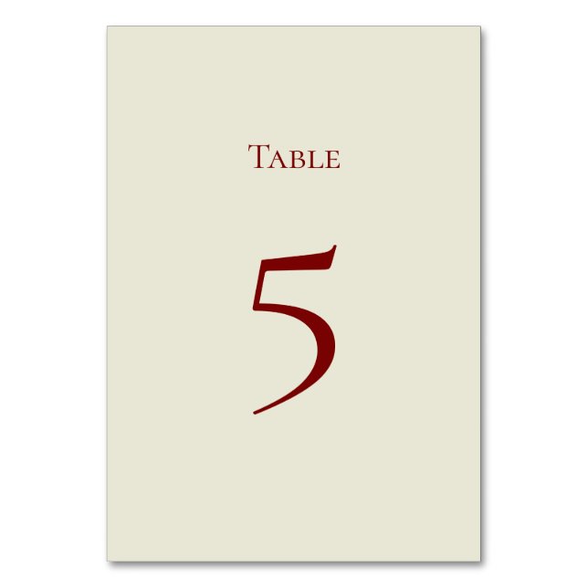 Tarjeta De Mesa Basic and Elegant Table Number Card (Anverso)