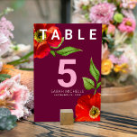 Tarjeta De Mesa Bat Mitzvah Burgundy Floral Watercolor Negrita Mod<br><div class="desc">Ningún fiesta de Bat Mitzvah está completo sin tarjetas de número de tabla personalizadas. Que tu favorita Bat Mitzvah esté orgullosa, se regocije y celebre su hito en su fiesta perfectamente coordinada. Esta sofisticada, moda, impresionante y florida acuarela de color rojo con un moderno serif de san domina el fondo...</div>