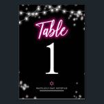 Tarjeta De Mesa Bat Mitzvah Tema Neon Rosa Fuerte<br><div class="desc">Estamos emocionados de presentar nuestra moderna suite inspirada en neón de caligrafía para un Bar o Bat Mitzvah brillante. Esta divertida colección incluye todo lo que necesitas, desde servilletas y platos de papel hasta un letrero de bienvenida y más. Si tienes alguna pregunta o necesitas ayuda con la personalización, simplemente...</div>