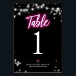 Tarjeta De Mesa Bat Mitzvah Tema neón rosado caliente<br><div class="desc">¡Estamos encantados de presentar nuestra moderna suite de caligrafía de neón para un Bar brillante o Bat Mitzvah! Esta divertida colección incluye todo lo que necesitas, desde servilletas y placas de papel hasta un cartel de bienvenida y más. Si tiene alguna pregunta o necesita ayuda con la personalización, simplemente envíenos...</div>