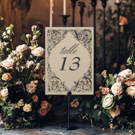 Tarjeta De Mesa Batalla victoriana hasta la muerte Boda negro y ma
