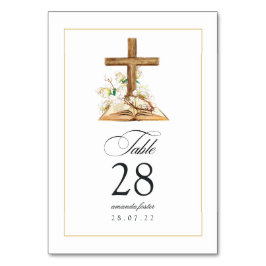 Tarjeta De Mesa Bautismo floral acuarela/ cristianismo/ dedicción