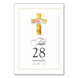 Tarjeta De Mesa Bautismo floral acuarela/ cristianismo/ dedicción