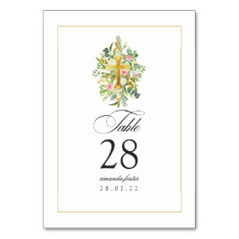 Tarjeta De Mesa Bautismo floral acuarela/ cristianismo/ dedicción