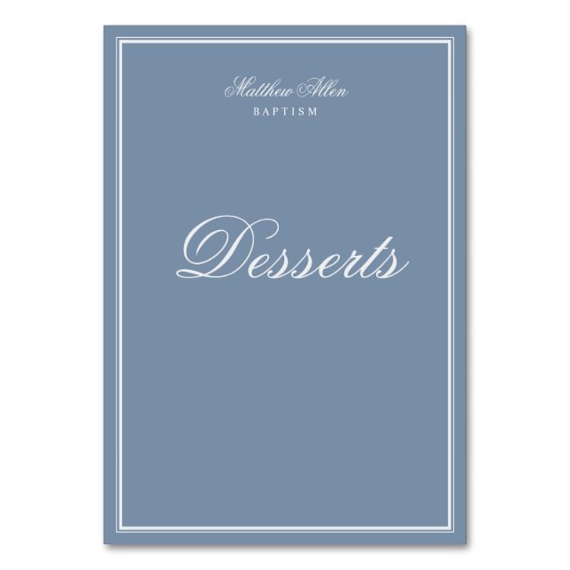 Tarjeta De Mesa Bautismo Para Él | Elegante Cruz Clásica (Anverso)