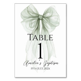 Tarjeta De Mesa Bautismo verde sage