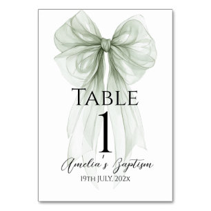 Tarjeta De Mesa Bautismo verde sage