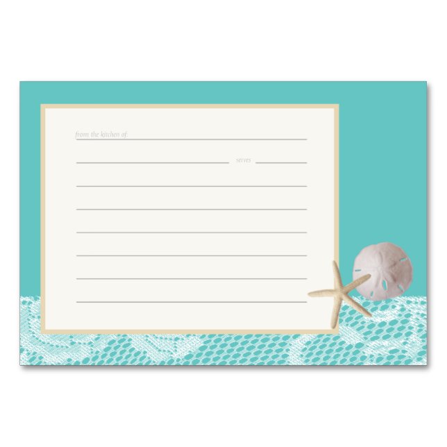 Tarjeta De Mesa Beach Romance Receta Card aqua (Anverso)