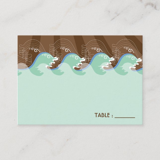 Tarjeta De Mesa Beach Summer Guay Waves Brown Sun Place Card (Anverso)