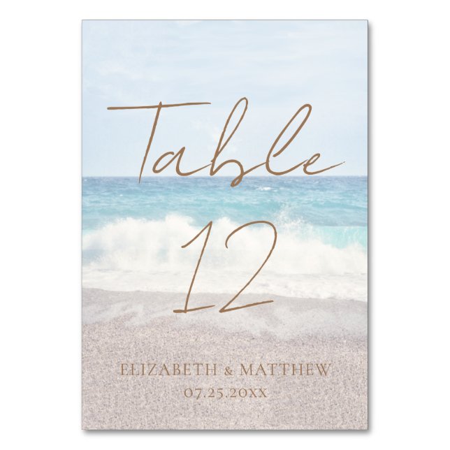 Tarjeta De Mesa Beach Wedding Seaside/Oceanside Wedding (Anverso)
