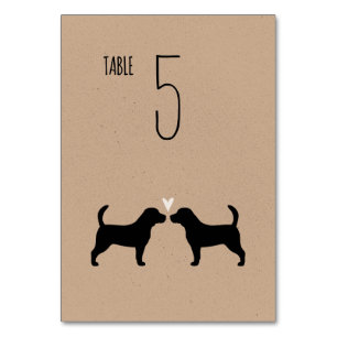 Tarjeta De Mesa Beagle Dog Silhouettes Recepción de bodas
