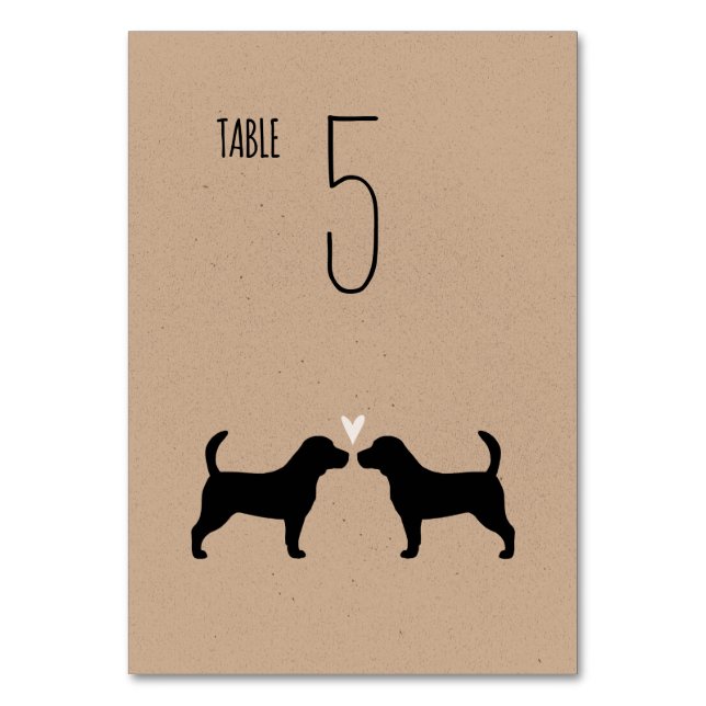 Tarjeta De Mesa Beagle Dog Silhouettes Recepción de bodas (Anverso)