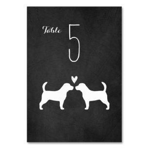 Tarjeta De Mesa Beagle Silhouettes Pareja Invitados A La Recepción