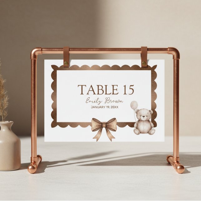 Tarjeta De Mesa Bearly Wait Neutral Teddy Baby Shower (Subido por el creador)