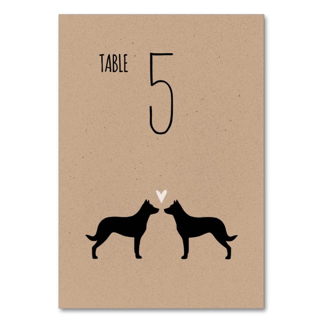 Tarjeta De Mesa Beauceron Dog Silhouettes Recepción de bodas (Reverso)
